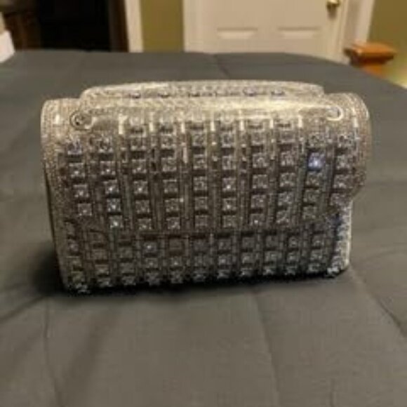 Rhinestone Clutch for Women's Sparkly Shoulder Bag for Evening & Party -SILVER - Picture 8 of 9